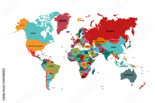World map with country names.