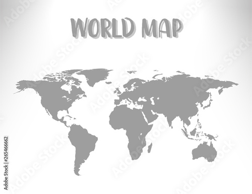 World map vector illustration isolated on white background with shadow.