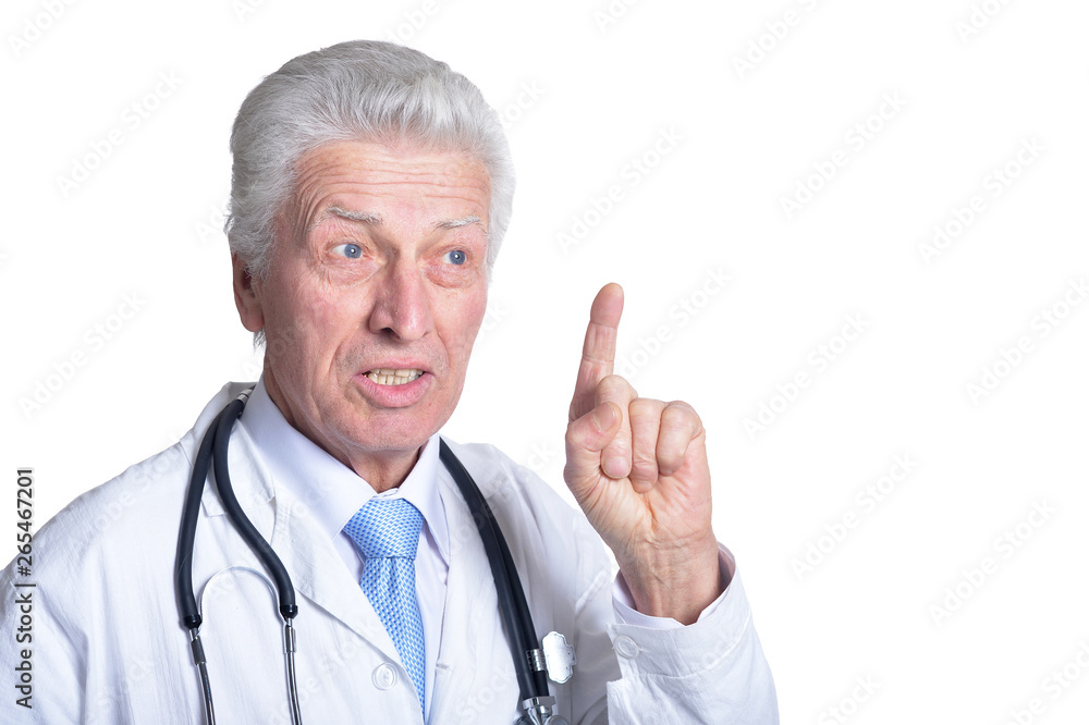 Portrait of senior male doctor with stethoscope isolated Portrait of senior male doctor with stethoscope isolated