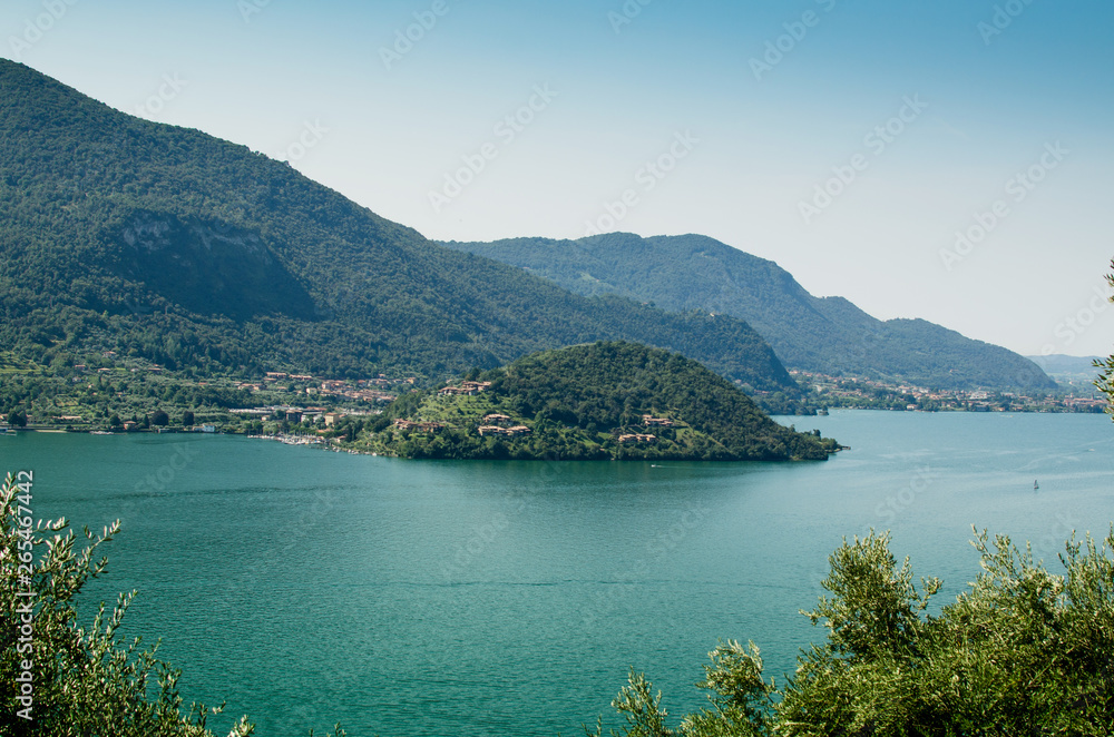 Iseo lake and hills, Lombardy, Italy
