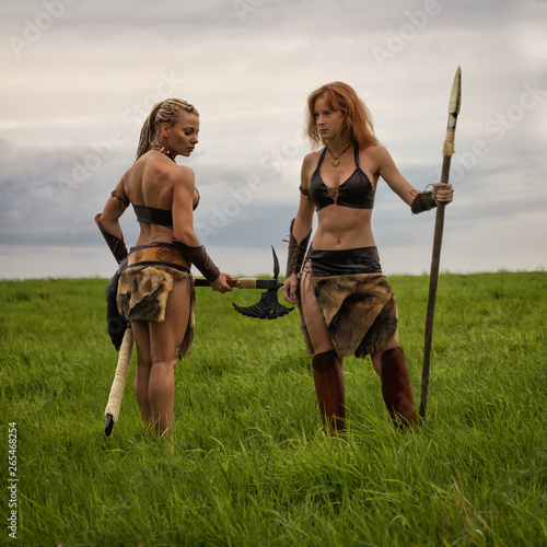 Billede på lærred Ancient warrior female barbarian.
