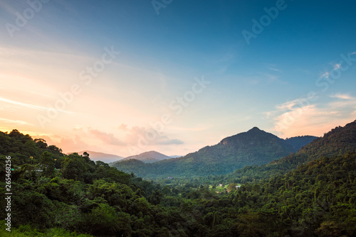 High angle view of Valley and mountain landscape