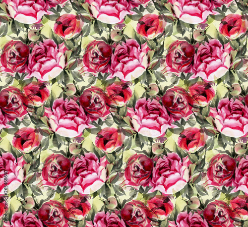 Seamless pattern with watercolor flowers