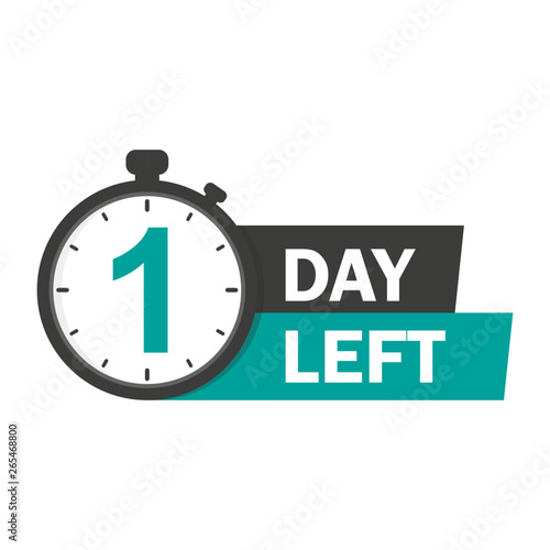 1 day left. Vector hand drawn lettering illustration on white background.