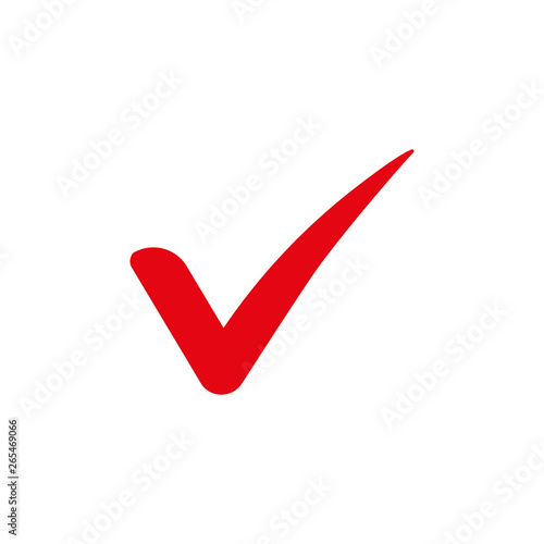 red check mark icon. Vector illustration. Flat design for business financial marketing banking advertising web concept cartoon illustration. 