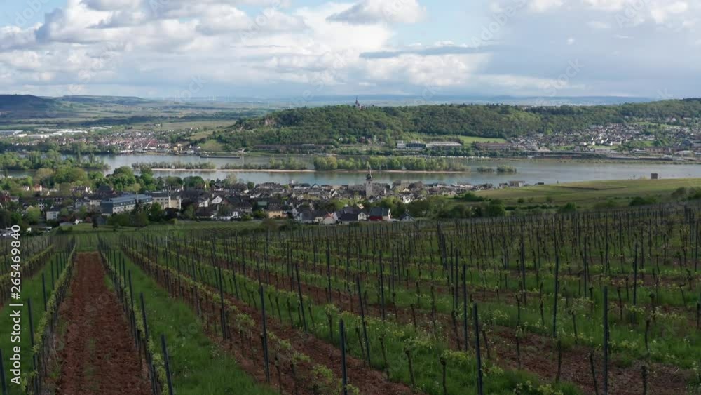 Drone flying above the Rudesheim am Rhein Drone flying above the Rudesheim am Rhein