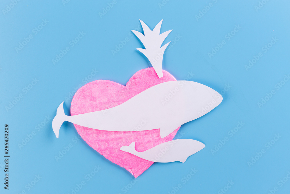 Fototapeta premium whale made of paper