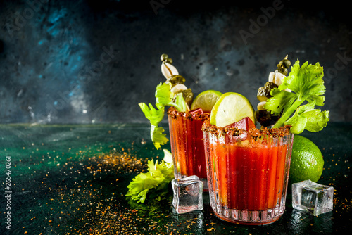 Spicy bloody mary cocktail with garnish photo