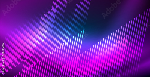 Neon glowing techno lines  blue hi-tech futuristic abstract background template with lights