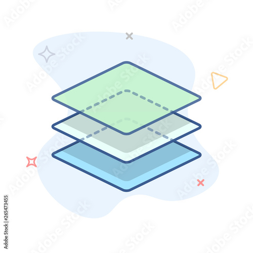 Stack of layers icon. Stack of squares outline illustration.