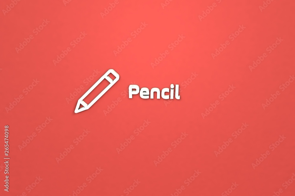 Illustration of Pencil with light text on red background Illustration of Pencil with light text on red background