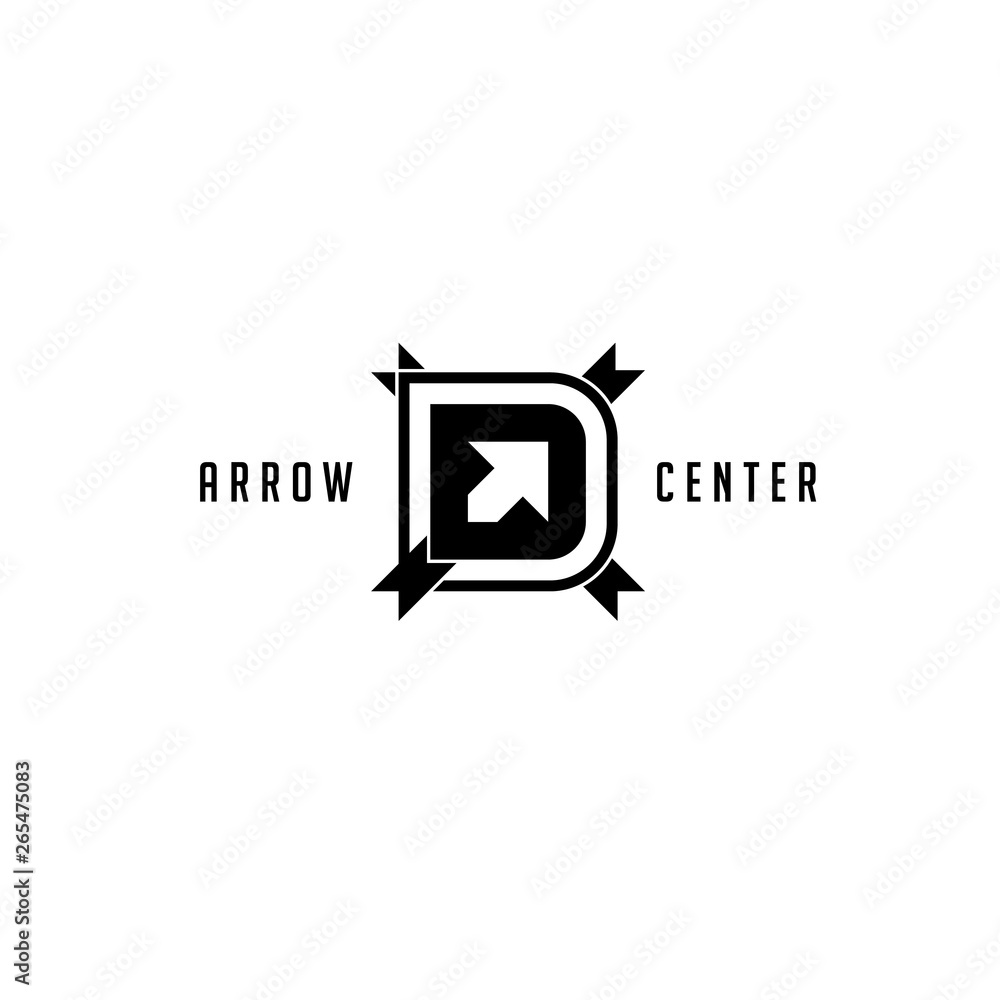Four arrows pointing to one center. Four arrows pointing to one center.