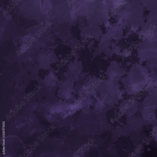 Violet ink and watercolor textures on white paper background. Paint leaks and ombre effects. Hand painted abstract image.