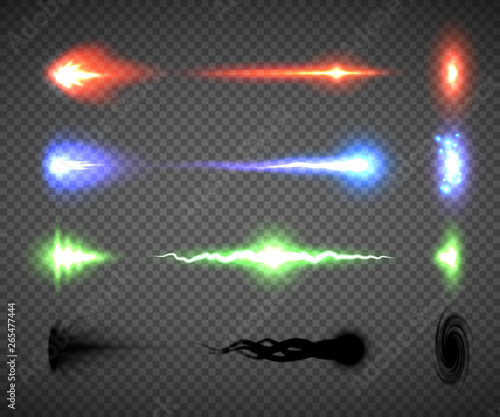 Canvas-taulu Futuristic energy weapon firing effect vectors, sci-fi or computer game graphics