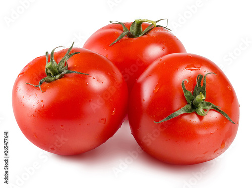 Fresh Tomatoes isolated on white. Full depth of field.