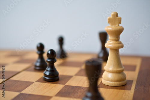 The white king is surrounded by black pieces, the white side has lost the chess game.