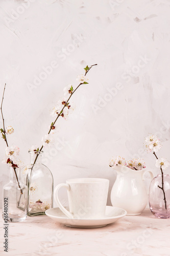 Gentle light minimalistic still life with a textured background