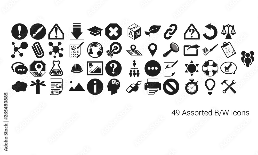 Assorted Black and White Icons