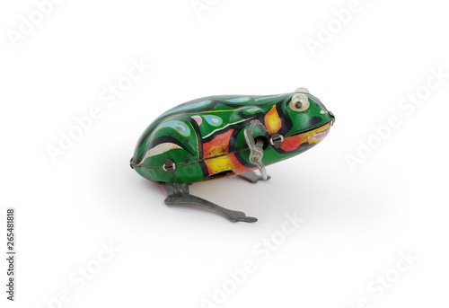 Metal Classic Vintage frog in a white background - Image