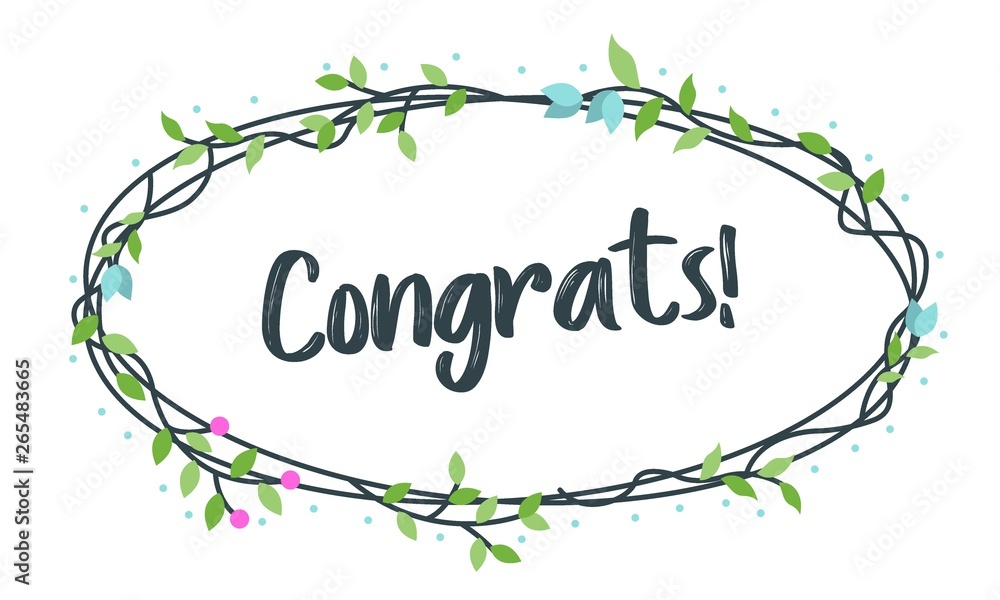Congrats, Congratulations Typography With Floral frame, vector for greeting