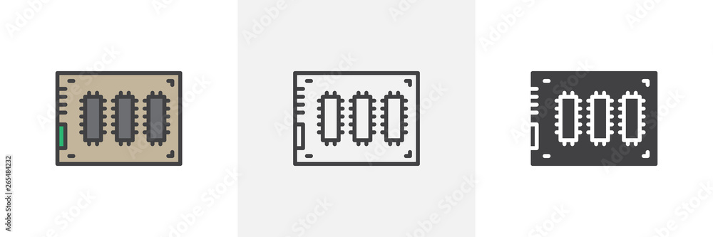 Solid state drive icon. Line, glyph and filled outline colorful version, SSD chip outline and filled vector sign. Symbol, logo illustration. Different style icons set. Vector graphics Solid state drive icon. Line, glyph and filled outline colorful version, SSD chip outline and filled vector sign. Symbol, logo illustration. Different style icons set. Vector graphics