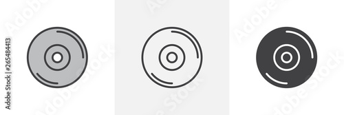 Compact disc icon. Line, glyph and filled outline colorful version, CD, DVD disc outline and filled vector sign. Symbol, logo illustration. Different style icons set. Vector graphics