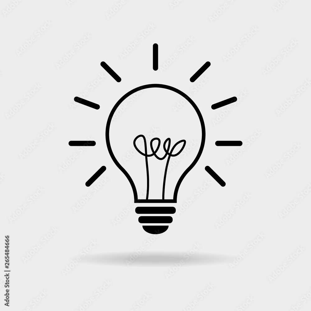 Light bulb with in flat design. Gray bulb, isolated on light background. Vector illustration. Light bulb with in flat design. Gray bulb, isolated on light background. Vector illustration.