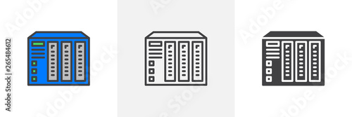 NAS server icon. Line, glyph and filled outline colorful version, Big data server hardware outline and filled vector sign. Symbol, logo illustration. Different style icons set. Vector graphics