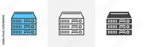 Rack Servers icon. Line, glyph and filled outline colorful version, Computer Server outline and filled vector sign. Symbol, logo illustration. Different style icons set. Vector graphics