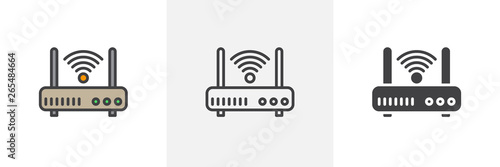 Wifi router icon. Line, glyph and filled outline colorful version, internet modem outline and filled vector sign. Symbol, logo illustration. Different style icons set. Vector graphics photo