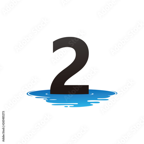 Letter 2 and Puddle Water Logo Template Design Vector, Emblem, Design Concept, Creative Symbol, Icon