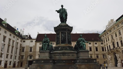 Vienna, Austria. March 18, 2019 - 4k video Statue or monument of Emperor Franz I in Josefsplatz of Hofburg  Palace, Vienna photo