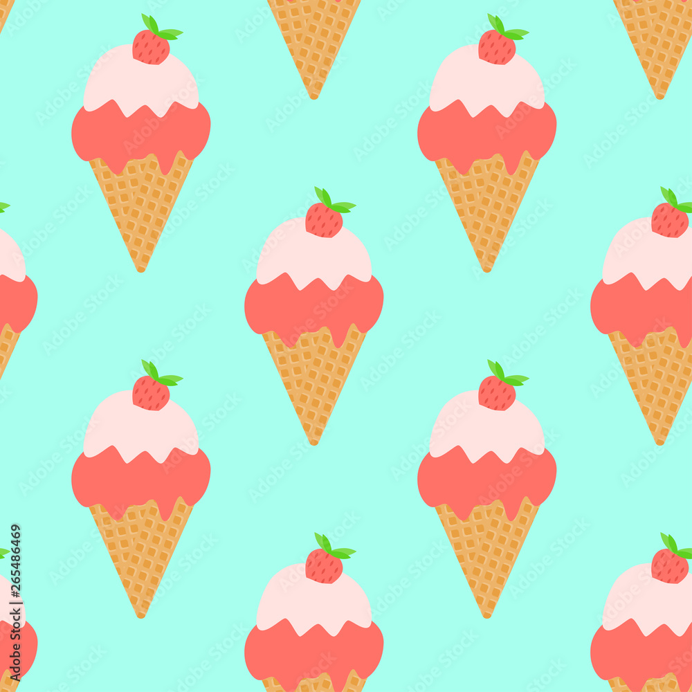 Seamless pattern of Ice cream cones. Vector. Summer dessert. Seamless pattern of Ice cream cones. Vector. Summer dessert.