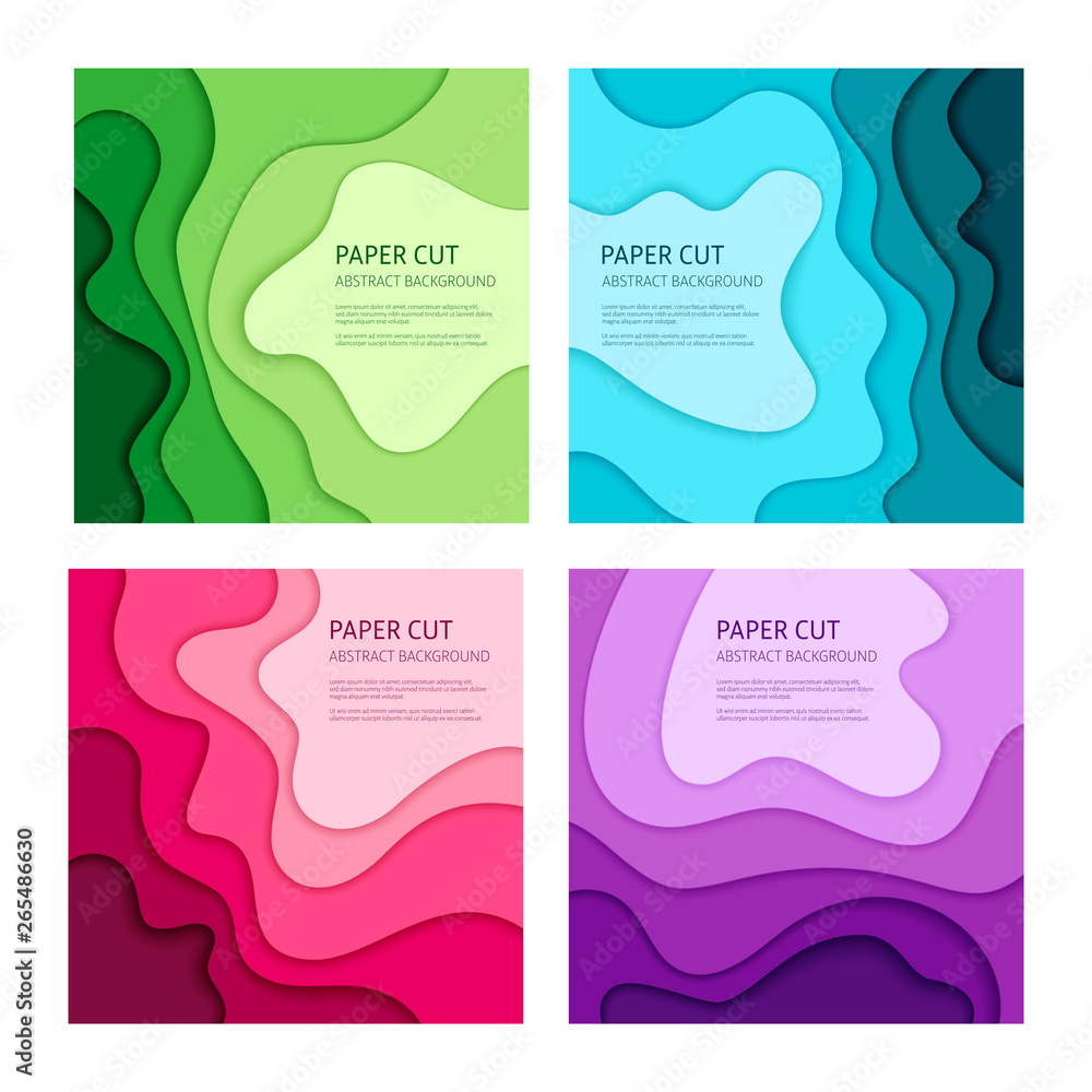 3d effect abstract background. Colorful cut out paper, set of 4 vector design templates. 3d effect abstract background. Colorful cut out paper, set of 4 vector design templates.