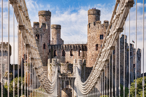 Conwy Castle and Thomas Telford's famous suspension bridge, Conwy, Wales, UK photo