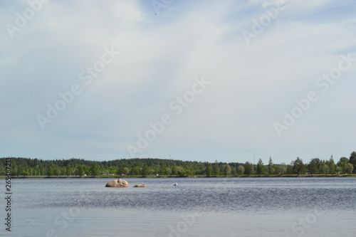 landscape with river and clouds