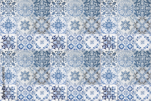 vintage ceramic tiles wall decoration.Turkish ceramic tiles wall background