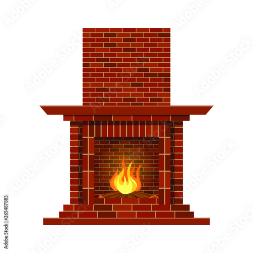 Stylish vintage fireplace vector design illustration isolated on white 