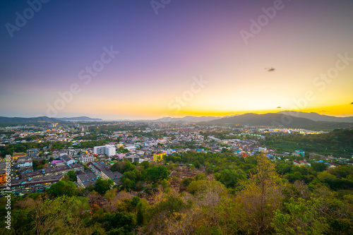 Landscapes phuket town in the summer on khao-rang viewpoint.
