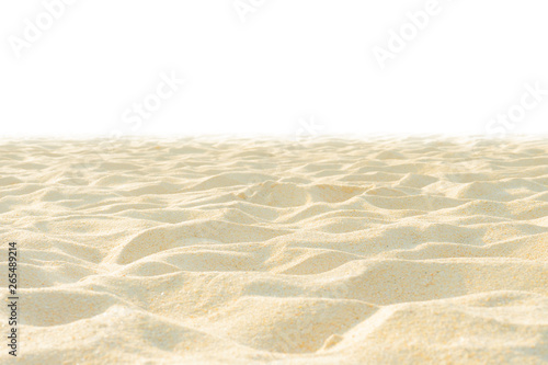 Fine beach sand in the summer sun on white