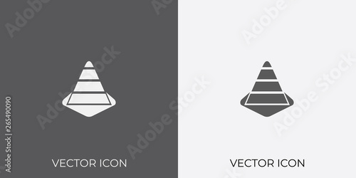 Light & Dark Gray Icon of Construction Cone For Mobile, Software & App.. Eps. 10.