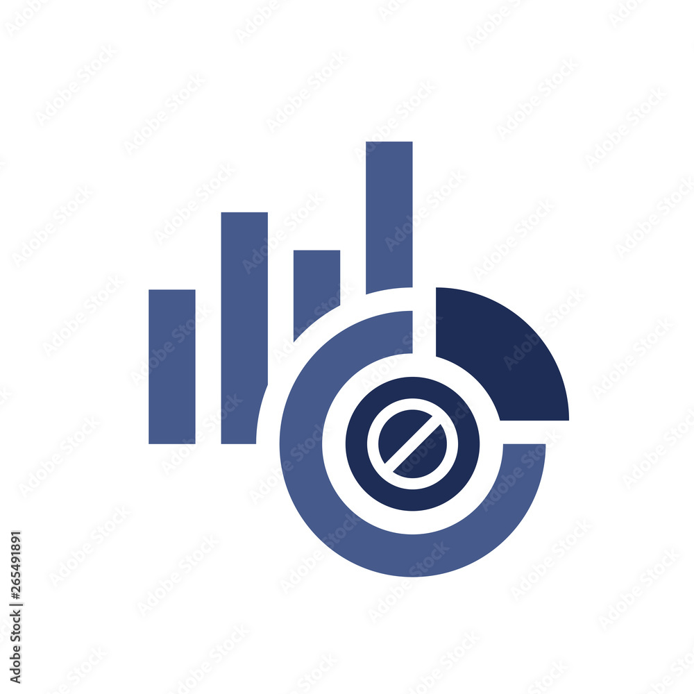 Chart icon with not allowed sign. Diagram icon and block, forbidden, prohibit symbol Chart icon with not allowed sign. Diagram icon and block, forbidden, prohibit symbol