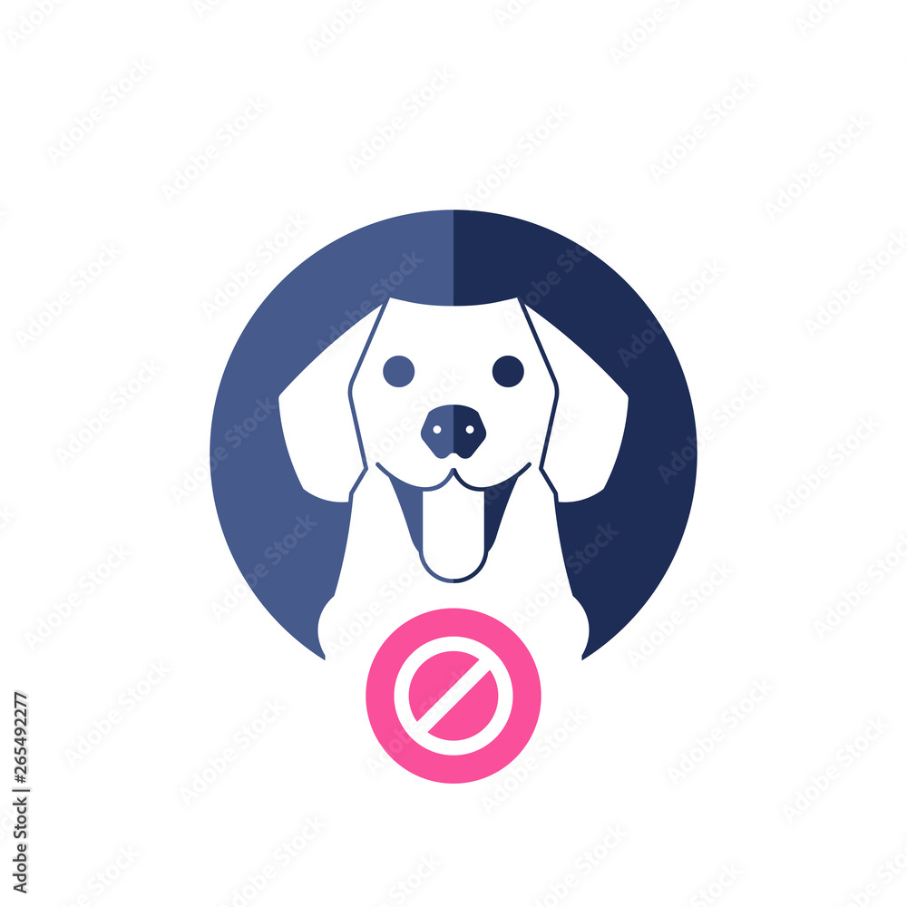 Dog icon with not allowed sign. Labrador retriever icon and block, forbidden, prohibit symbol Dog icon with not allowed sign. Labrador retriever icon and block, forbidden, prohibit symbol