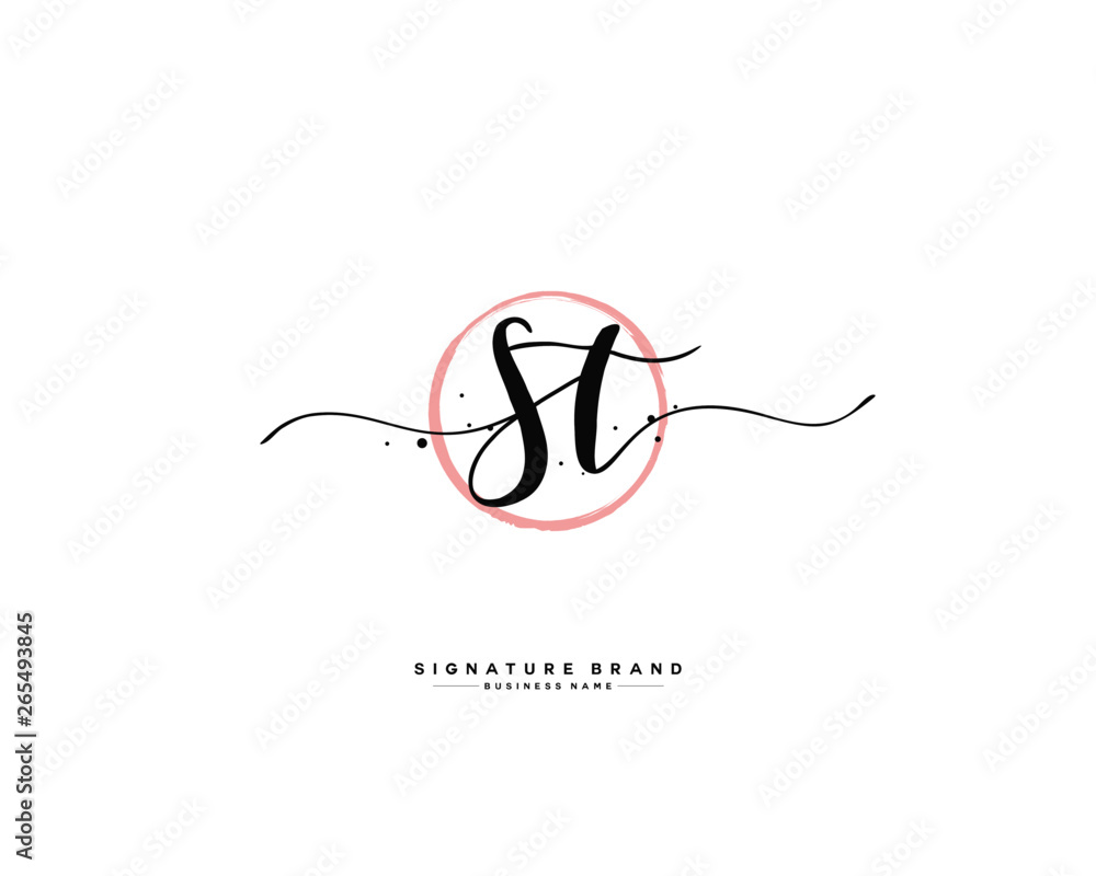 S T ST initial logo handwriting template vector S T ST initial logo handwriting template vector