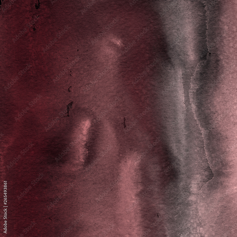 Fototapeta premium Red ink and watercolor texture on white paper background. Paint leaks and ombre effects. Hand painted abstract image.