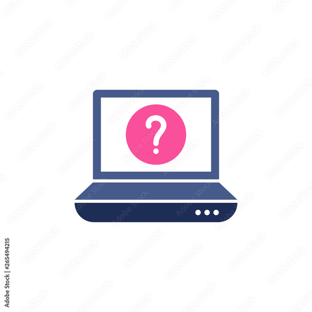 Vetor de Laptop icon with question mark. Notebook icon and help, how to ...