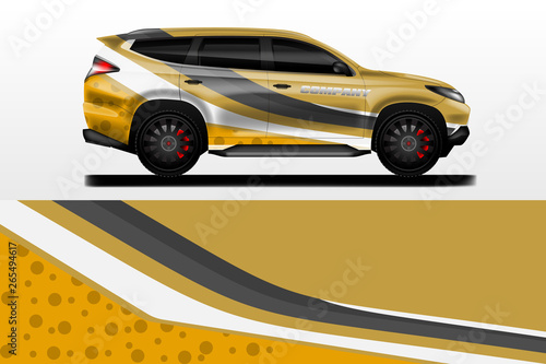 Car decal design vector. Graphic abstract stripe racing background kit designs for wrap vehicle  race car  nascar car  rally  adventure and livery