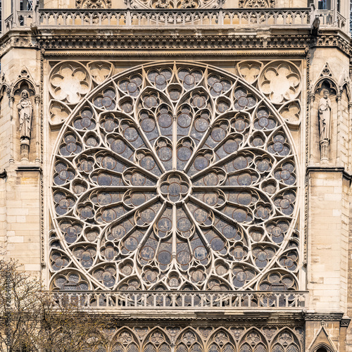 Paris, Notre-Dame cathedral in the ile de la Cite, the stained glass windows 