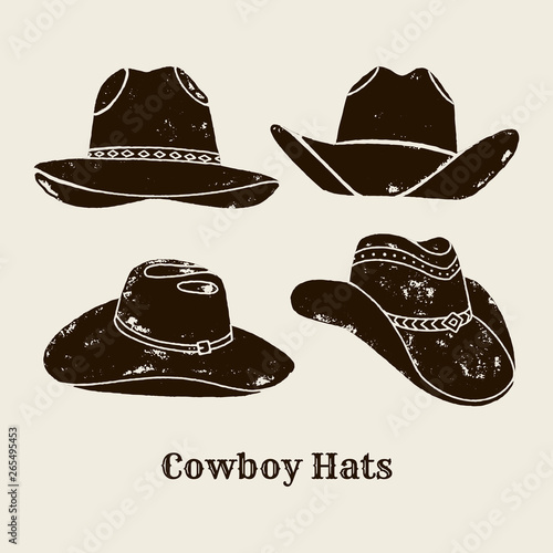 Vector Set of Different Cowboy Hats silhouette