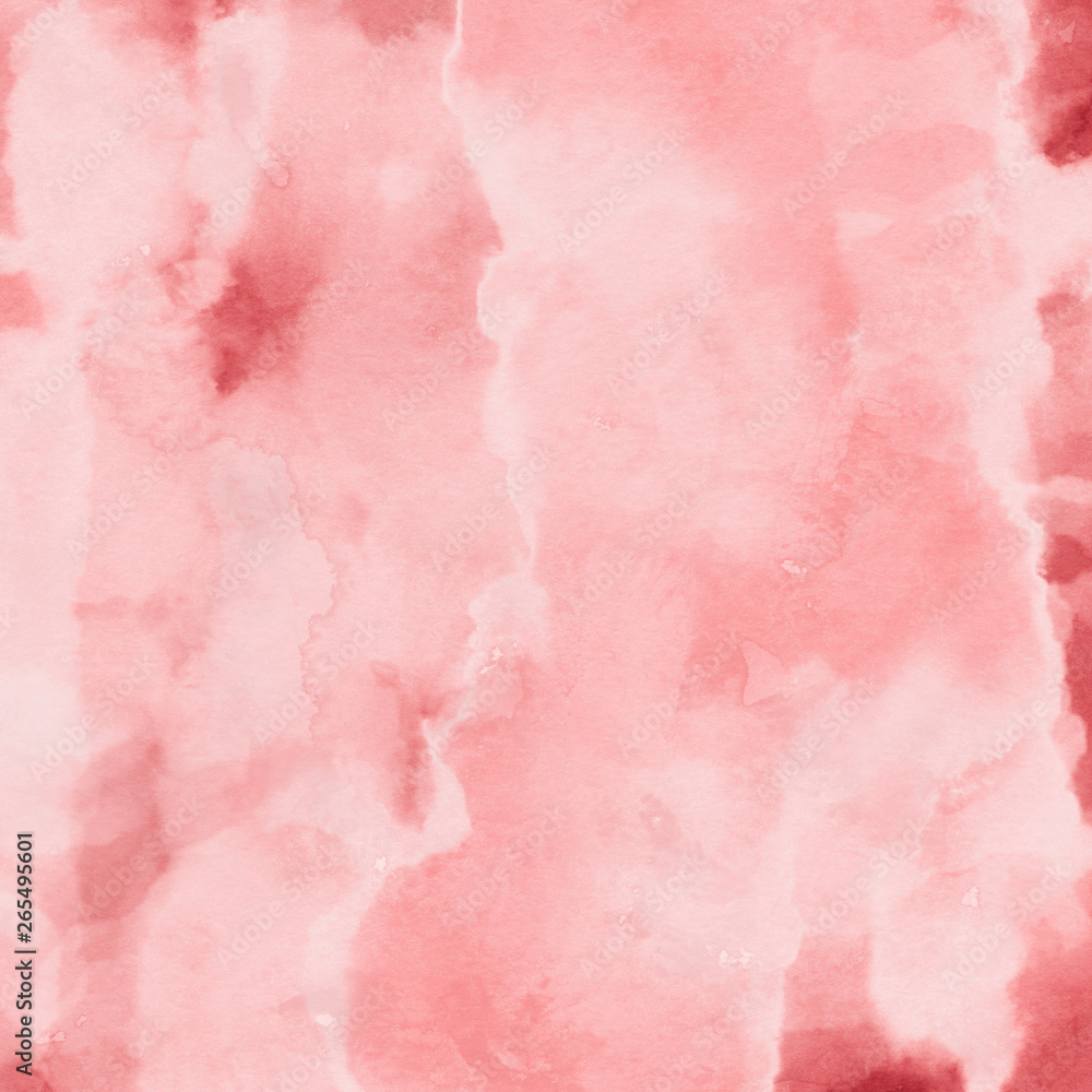 Fototapeta premium Red ink and watercolor texture on white paper background. Paint leaks and ombre effects. Hand painted abstract image.